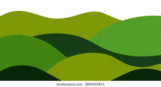 Abstract Green Rice Farm Fields Background. Vector Mountains Landscape with Tea Plantation. Hill Agriculture Pattern Collage. Rural Organic Farmland Illustration.