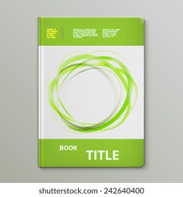 Abstract Green Rings Book Template. Vector Illustration.