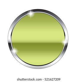 Abstract green round background in a silver frame, stylized as a mirror surface. Vector illustration, on transparent background.