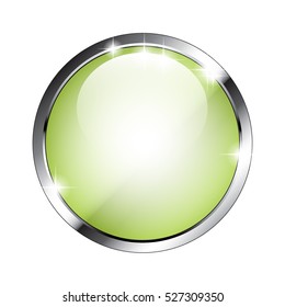 Abstract green round background in a silver frame, with space for your text. Vector illustration,  on transparent background