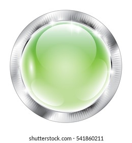 Abstract green round background in a silver frame, with space for your text. Vector illustration, on transparent background.