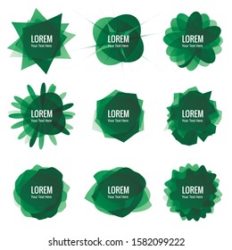 Abstract green round labels with white background