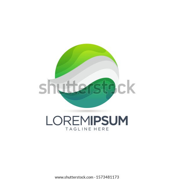 Abstract Green\
Rounded Logo Vector\
Template1