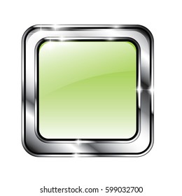 Abstract green rounded square background with a silver frame, with space for your text. Vector illustration.