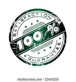Abstract green rubber office stamp with the words satisfaction guarantee