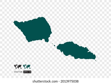 Abstract green Samoa map. Design vector transparent background.