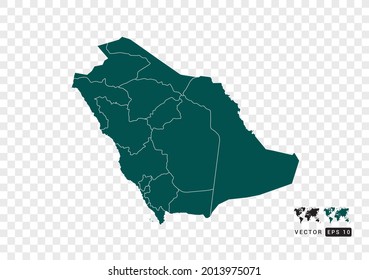 Abstract green Saudi Arabia map. Design vector transparent background.