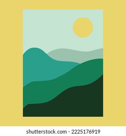 abstract green scenery background. Natural wall decoration. Vector illustration