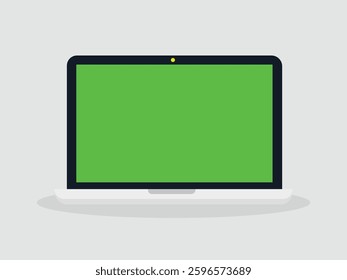 An abstract green screen laptop display flat design