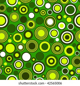 Abstract green seamless background with concentric circles (vector)