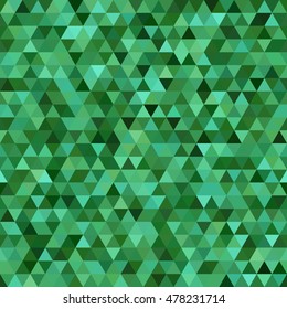 Abstract green seamless mosaic background. Triangle geometric background. Vector illustration