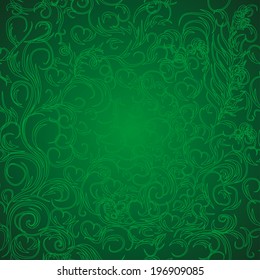 abstract green seamless pattern with curling branch. With clipping mask
