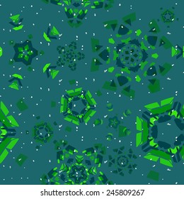 Abstract green seamless pattern with forms