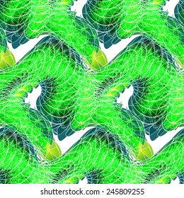 Abstract green seamless pattern with stripes in vintage style