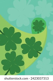 abstract green shamrock clover teaf of irirh. for st pattricks day decoration or greeting. vintage style vector illustration