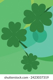 abstract green shamrock clover teaf of irirh. for st pattricks day decoration or greeting. vintage style vector illustration