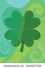 abstract green shamrock clover teaf of irirh. for st pattricks day decoration or greeting. vintage style vector illustration