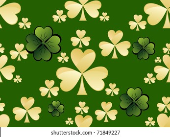 abstract green shamrock pattern background, vector illustration