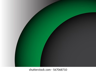 Abstract green shape curve on metal gray design modern background vector illustration.