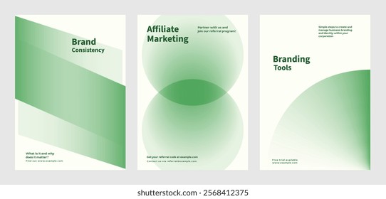 Abstract green shape gradient poster set. Business marketing branding Modern branding strategy in abstract gradient poster. 