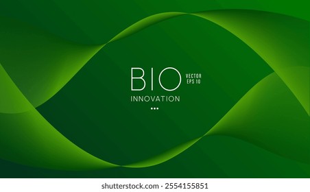 Abstract green shape lines art template. Wave pattern wallpaper.Minimal green background texture landing page. Social media presentation sale post. Futuristic bio tech innovation vector EPS10.