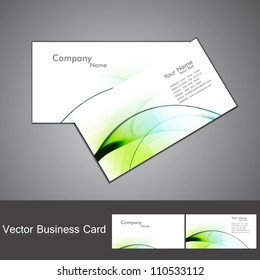 abstract green shiny colorful wave marketing business card set design