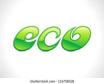 abstract green shiny eco text vector illustration