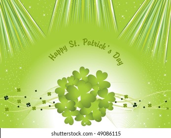 abstract green shiny pattern background with wave, clover