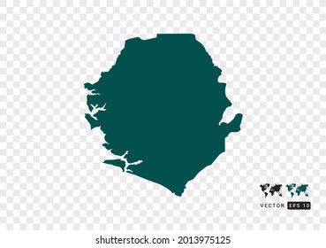 Abstract green Sierra Leone map. Design vector transparent background.