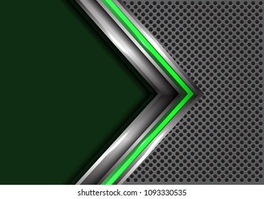 Abstract green silver arrow with blank space on gray circle mesh design modern futuristic background vector illustration.