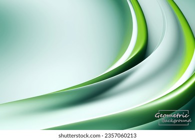 Abstract green silver geometric background. Dynamic shapes composition. Vector illustration.