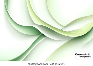 Abstrakter, grüner und silberner geometrischer Hintergrund. Dynamische Formen-Zusammensetzung. Vektorgrafik.