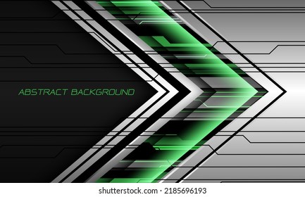 Abstract green silver grey metal black cyber arrow direction speed futuristic technology geometric design modern background vector illustration.