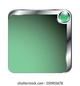 Abstract green and silver rounded square background, with space for your text. Vector illustration.