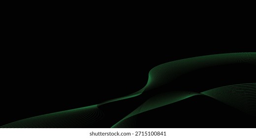 Abstractas líneas onduladas suaves verdes. Elemento de diseño elegante. Ondas verdes brillantes.