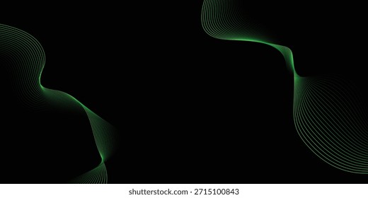 Abstractas líneas onduladas suaves verdes. Elemento de diseño elegante. Ondas verdes brillantes.