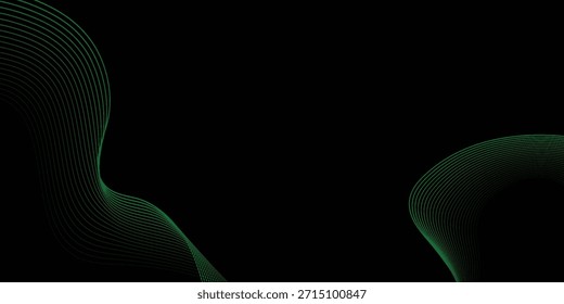 Abstractas líneas onduladas suaves verdes. Elemento de diseño elegante. Ondas verdes brillantes.