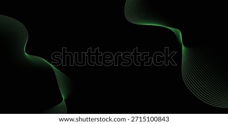 Abstract green smooth wavy lines. Elegant design element. Green glowing waves.