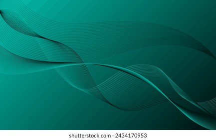 abstract green soft lines wave curves with smooth gradient background