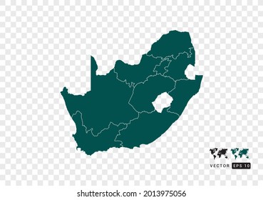 Abstract green South Africa map. Design vector transparent background.