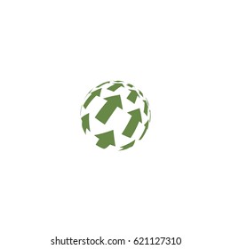 abstract green sphere arrow up logo