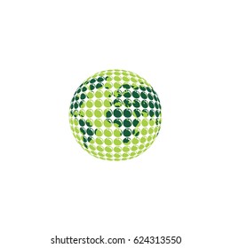 abstract green sphere earth  icon logo