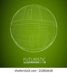 Abstract green sphere from   rectangles