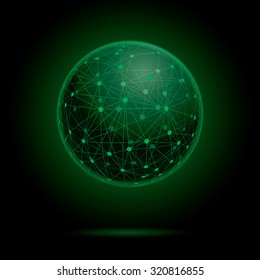 Abstract green sphere vector illustration.