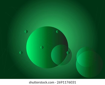 Esferas verdes Abstractas con fondo degradado | Fondo moderno para materiales de Tecnología, Ciencia y marketing ambiental
