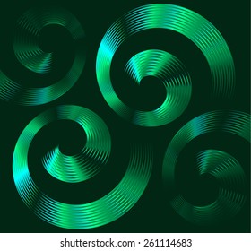 Abstract green spiral elements with space for text