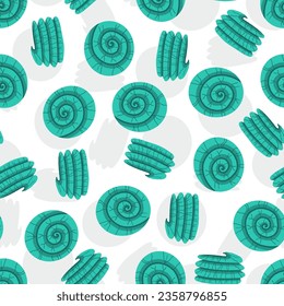 Abstract Green Spiral Shapes Vector Seamless Pattern