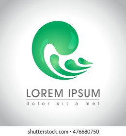 Abstract green splash wave logo sample, vector illustration