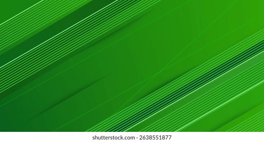 Abstract green sporty background template vector with shiny lines and lights. Green background with strong pattern design.Eps10 vector