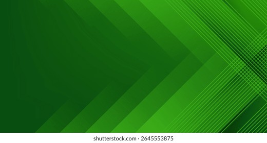 Vetor de modelo de fundo esportivo verde abstrato com linhas e luzes brilhantes. Fundo verde com forte padrão design.Eps10 vetor